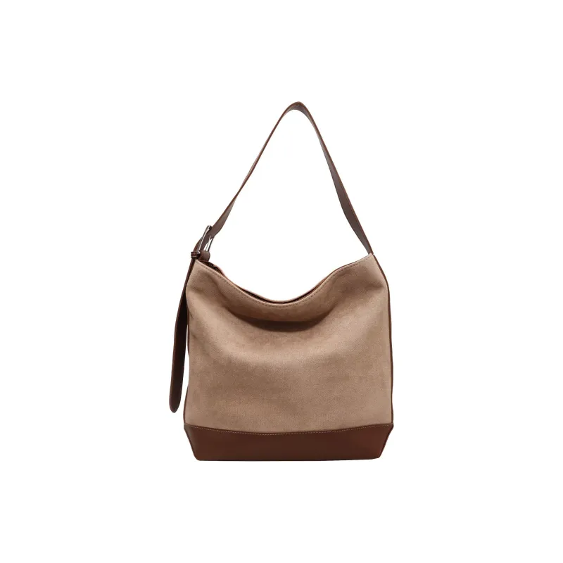 NOMK PU With Woolen Shoulder Bag Large Size Women's Black/Khaki/Coffee-6