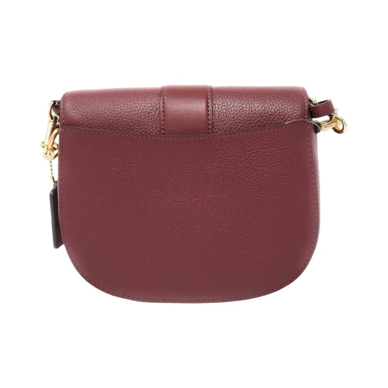 COACH Georgie Leather Bacchus Bag Saddle Bag Shoulder Bag Crossbody Bag Small Size Women's Pink & Red Brown-3