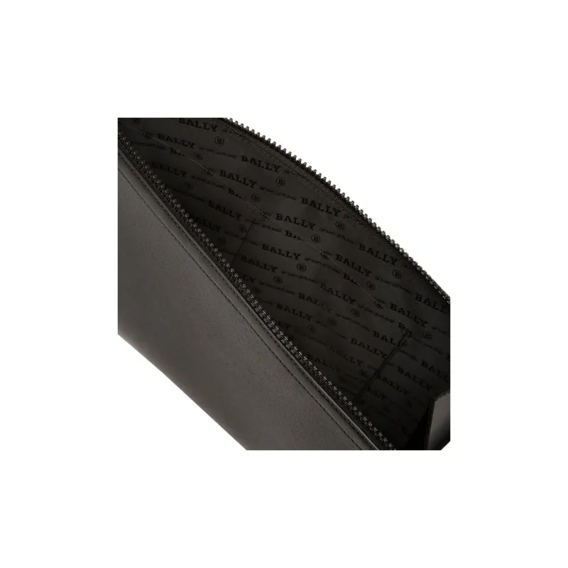 BALLY BOLLIS Cow Leather Clutch Men's Black And White Color Blocking-3