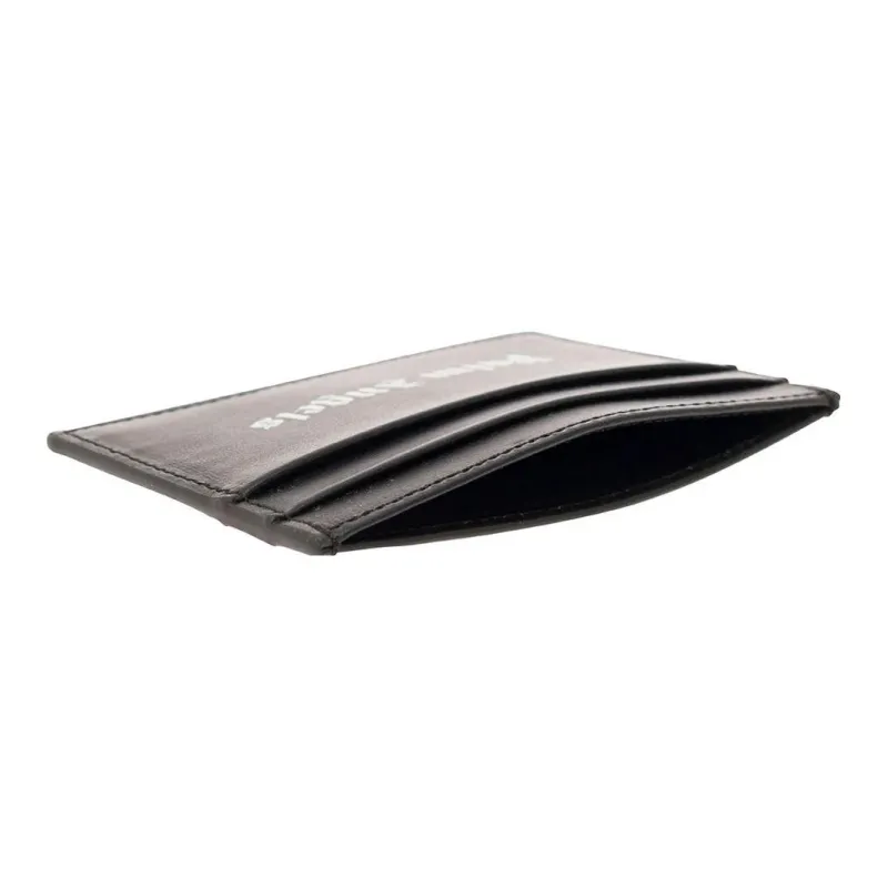 PALM ANGELS Logo Print Leather Card Holder Black-2