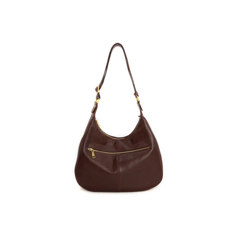 VENOF Genuine Cow Leather Shoulder Bag For Women's Women's Effortless Coffee Brown/Comfortable Brown-2