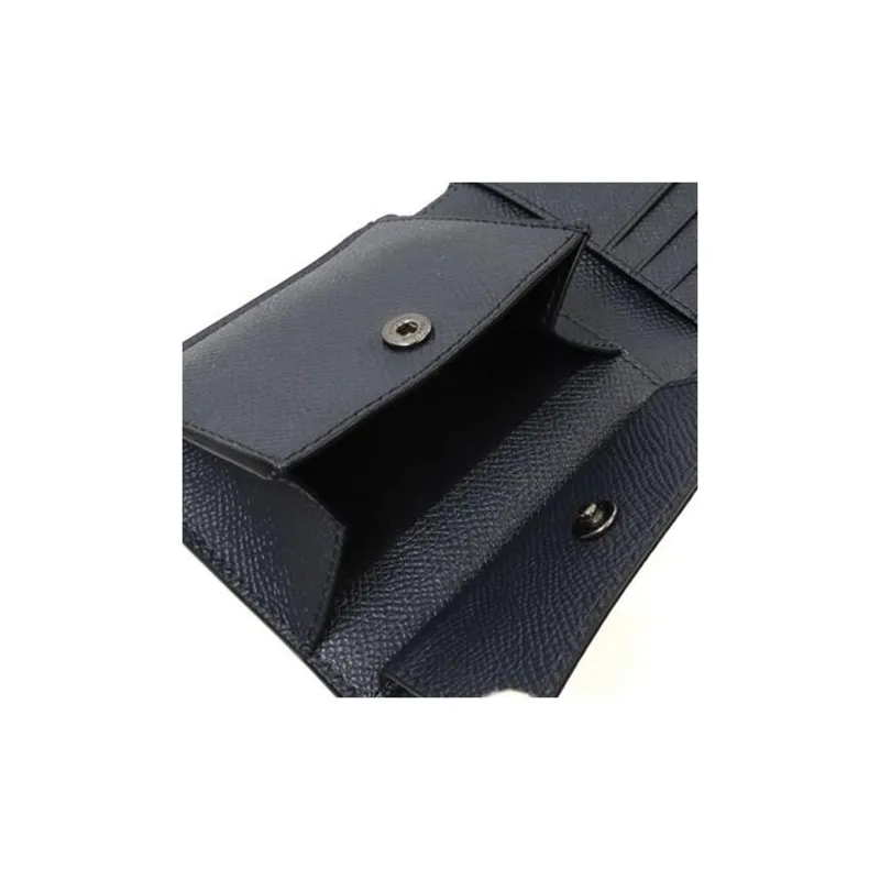 COACH Cow Leather Card Holder, Coin Purse, Wallet Regular Men's Midnight Navy Blue-4