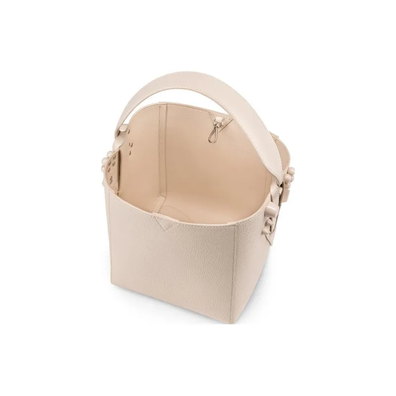 CL LUBOTING Grained Calfskin Bucket Bags Shoulder Bag Crossbody Bag Handbag Mini Women's Milk White-4