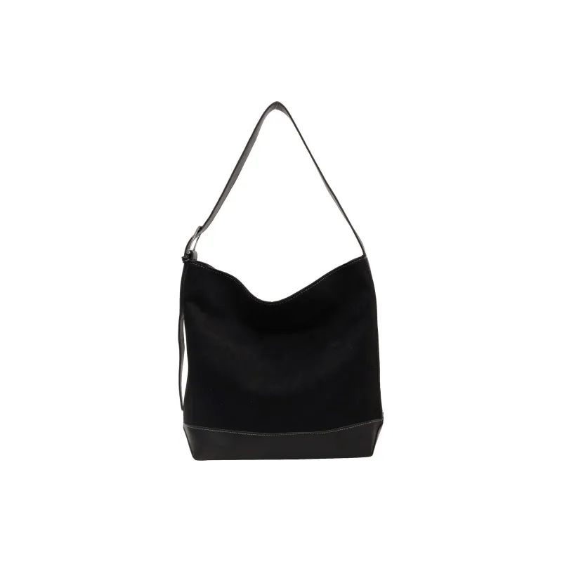 NOMK PU With Woolen Shoulder Bag Large Size Women's Black/Khaki/Coffee-0