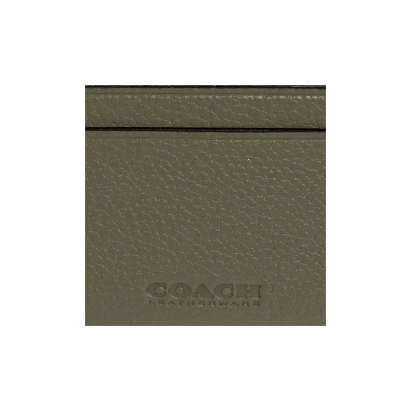 COACH Card Case Leather Coin Purses Card Holders Unisex Olive Green-2