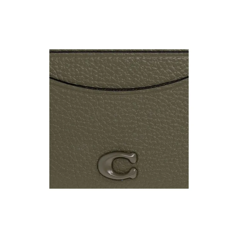 COACH Card Case Leather Coin Purses Card Holders Unisex Olive Green-3