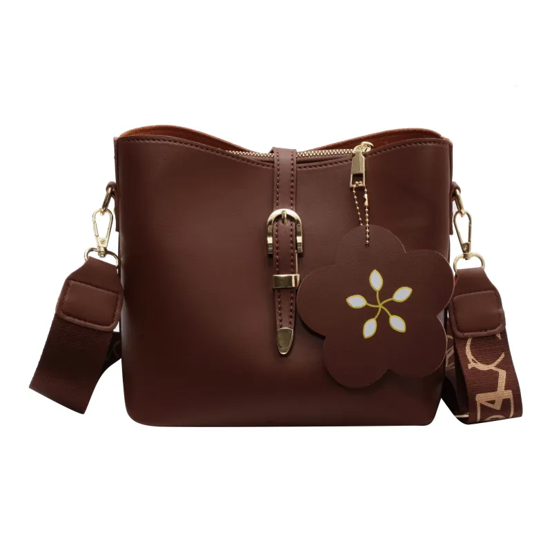 NOMK PU Bucket Bag, Shoulder Bag, Crossbody Bag Regular Women's Brown/Khaki-1