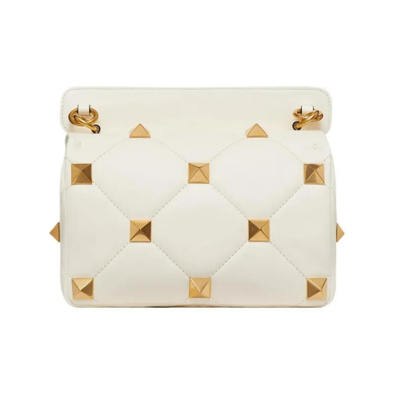 Valentino ROMAN STUD Nappa Sheepskin Handbag, Shoulder Bag, Crossbody Bag Medium Size Women's White-2