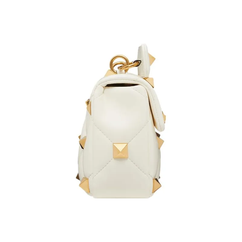 Valentino ROMAN STUD Nappa Sheepskin Handbag, Shoulder Bag, Crossbody Bag Medium Size Women's White-3