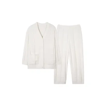 Sha Qian Pajama Set For Fall And Winter Women's White