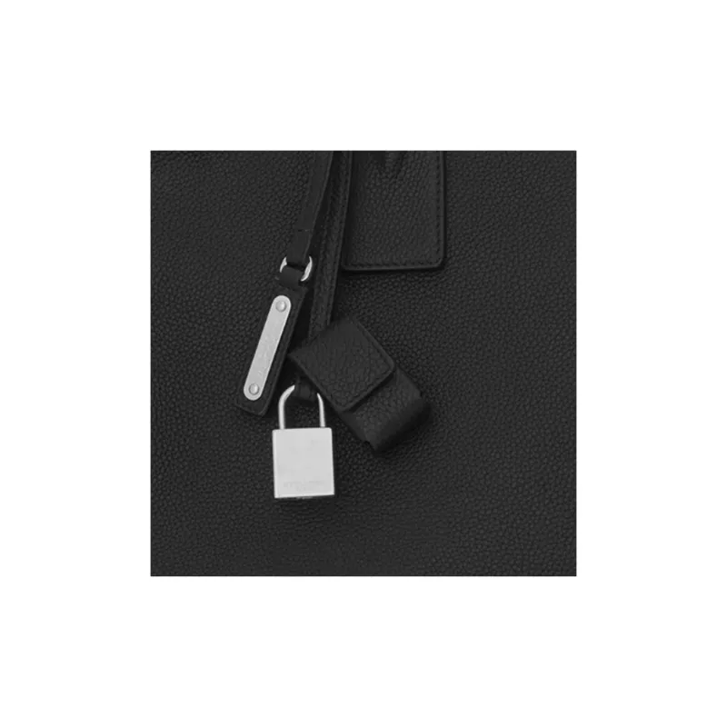 SAINT LAURENT SAC DE JOUR Calfskin Grained Leather Tote Bag Shopping Bag Handbag Large Size Men's Black-4