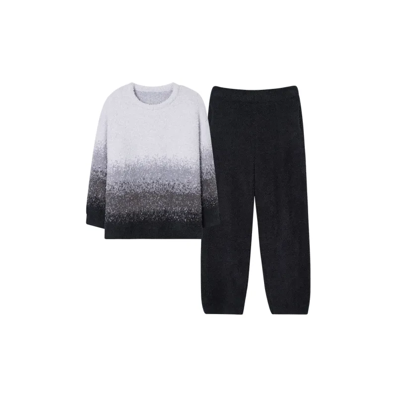 Sha Qian Pajama Set Autumn And Winter Season Men's Gradient Gray-0
