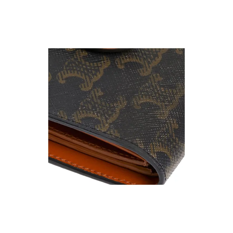 CELINE Triomphe Canvas Wallet Women's Tawny-4