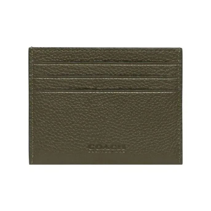 COACH Card Case Leather Coin Purses Card Holders Unisex Olive Green-1