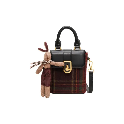 NOMK PU With Woolen Underarm Shoulder Bag, Crossbody Bag, Handbag Women's Black/Coffee