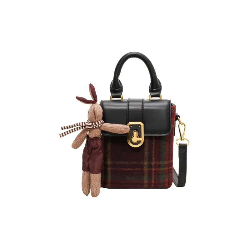 NOMK PU With Woolen Underarm Shoulder Bag, Crossbody Bag, Handbag Women's Black/Coffee-0