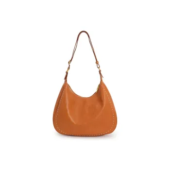 VENOF Genuine Cow Leather Shoulder Bag For Women's Women's Effortless Coffee Brown/Comfortable Brown