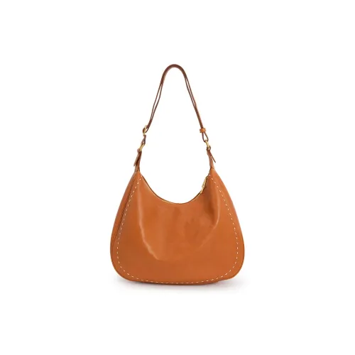 VENOF Genuine Cow Leather Shoulder Bag For Women's Women's Effortless Coffee Brown/Comfortable Brown