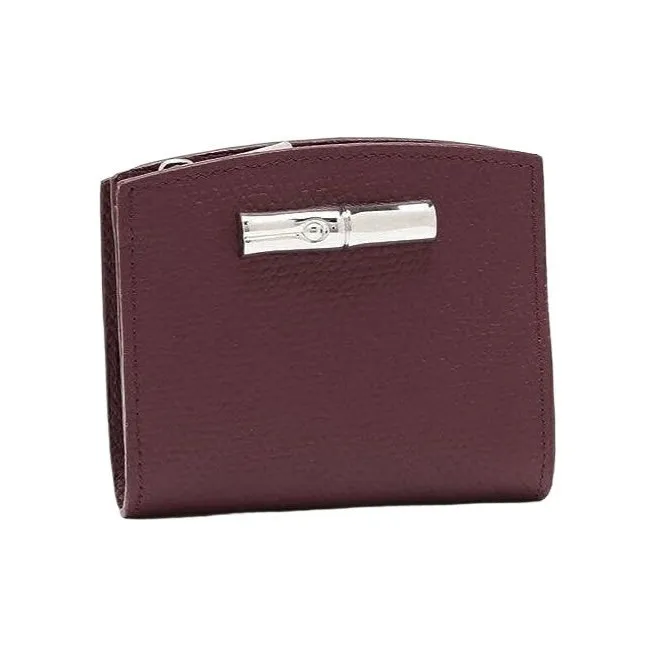 LONGCHAMP Roseau Cow Leather Wallet Women's Plum-1