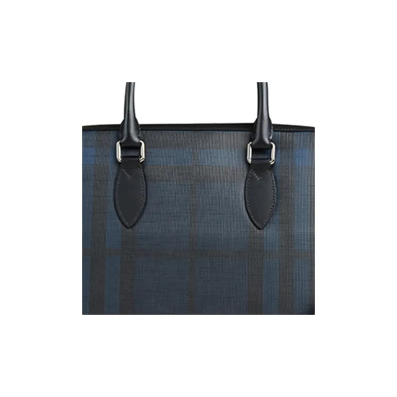 Burberry PVC Briefcases Handbags Men's Navy Blue-4