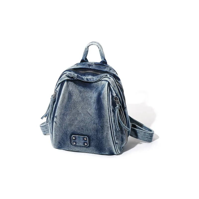 MASTER CANVAS Fabric Backpacks Backpack Medium Size Unisex Blue/Black/Brown-1