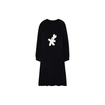 Sha Qian Nightgown For Fall And Winter Women's Black