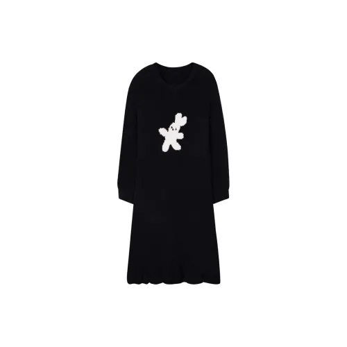 Sha Qian Nightgown For Fall And Winter Women's Black