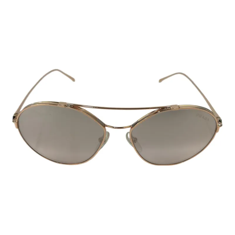 PRADA Metal Aviator Sunglasses Unisex Gold-1