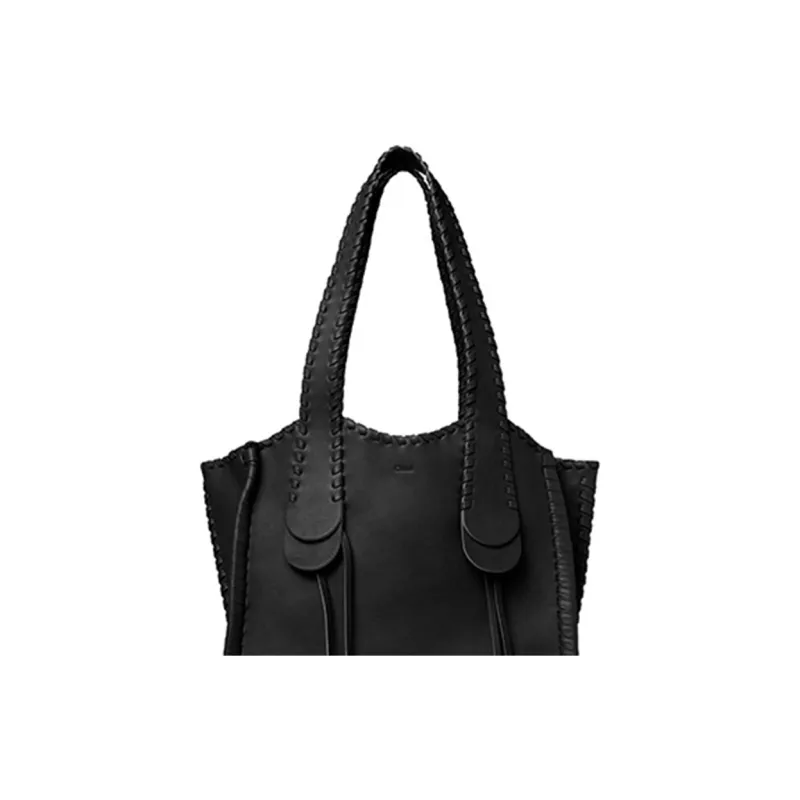 Chloe Mony Washable Calfskin Tote Bag, Shopping Bag, Shoulder Bag, Handbag Medium Size Women's Black-3