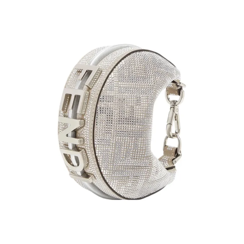 FENDI Fendigraphy Calfskin Wrist Bag Extra Mini Women's Silver-1