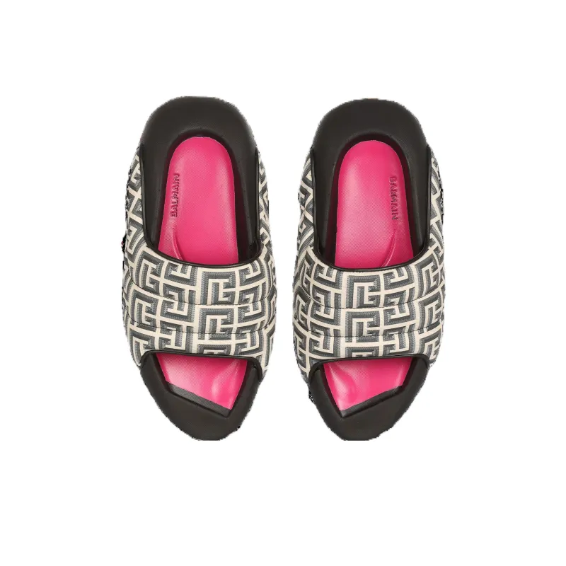 BALMAIN B-IT Coated Canvas Monogram Mules-2