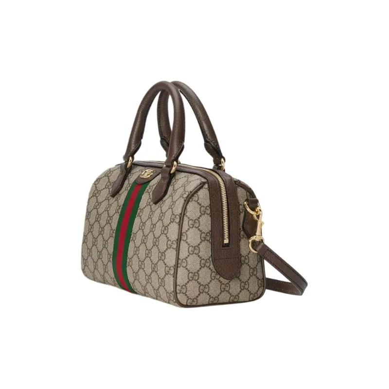 GUCCI Ophidia Canvas With Leather Binding One Shoulder Crossbody Canvas Bag Handbag Small Size Women's Brown-4