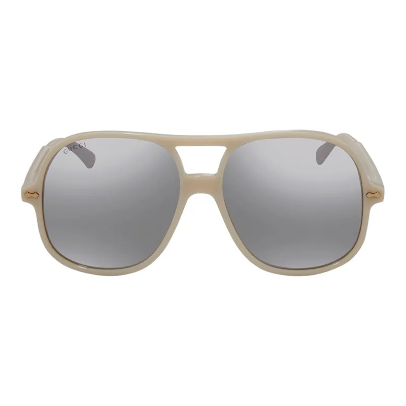 GUCCI Plastic Aviator Sunglasses Men's Beige-0