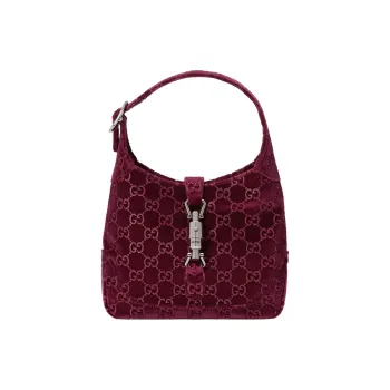 GUCCI Jackie 1961 Velvet Handbag, Shoulder Bag Women's Burgundy