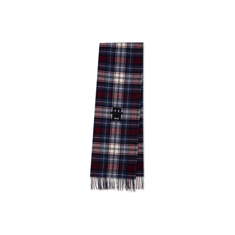 Tommy Hilfiger Knit Scarves Men's Blue White Red Plaid-1