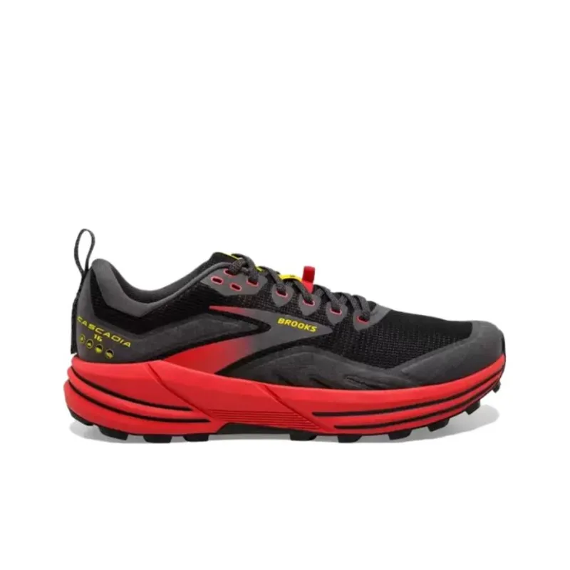 Brooks Cascadia 16 Cushioning Wear-Resistant Low-Top Casual Running Shoes Men's Black Red-1
