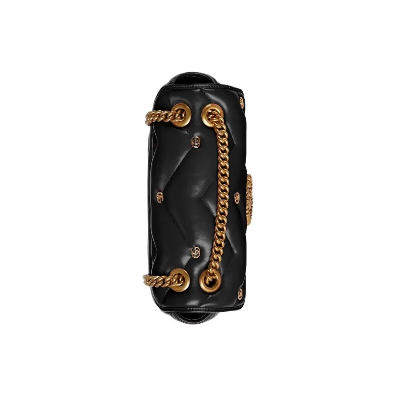 GUCCI GG Marmont Quilting Leather Crossbody Bag Shoulder Bag Women's Black-4