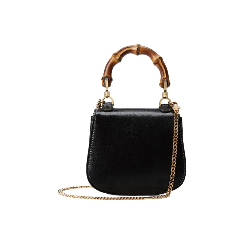 GUCCI Bamboo 1947 Leather Handbag, Shoulder Bag, Crossbody Bag Extra Mini Women's Black-3