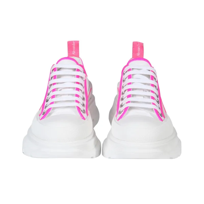 Alexander McQueen Tread Slick Lace Up 'White Neon Pink' Women's-2
