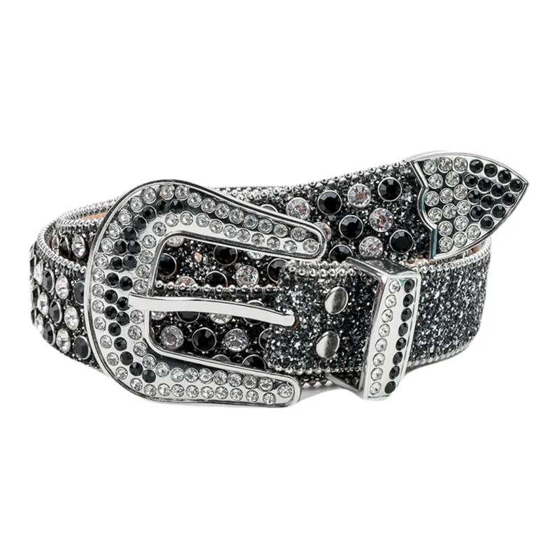 NINE NAIL 9 Section Spike Vintage Trendy Y2K Pin Buckle Stud Rhinestone Embellished Belt Belt Unisex Width  3.8cm-5