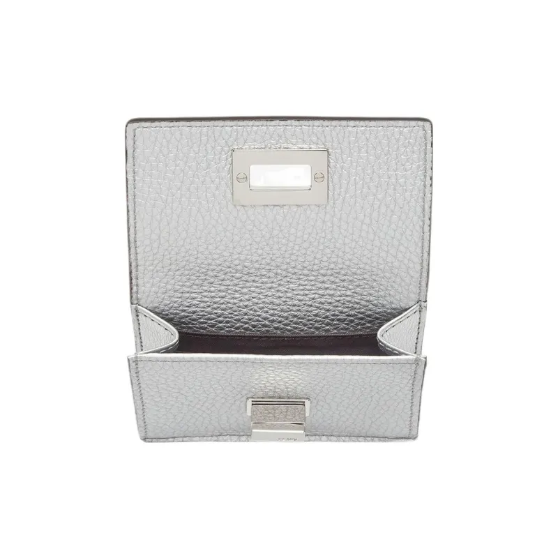 FENDI Peekaboo Calfskin Wallet Extra Mini Women's Silver-2