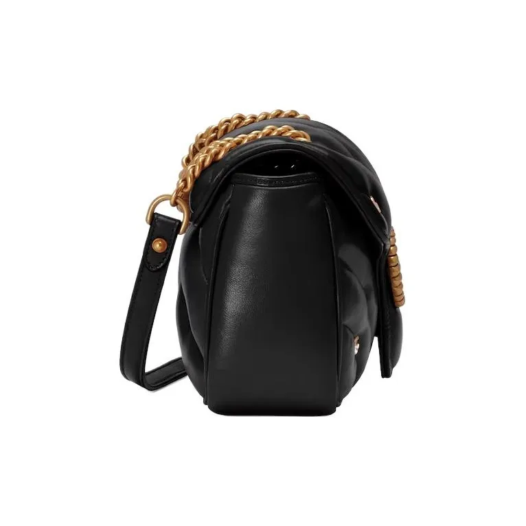 GUCCI GG Marmont Quilting Leather Crossbody Bag Shoulder Bag Women's Black-3