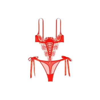 VICTORIA'S SECRET Bodysuits Women's Champagne Coral Red Print
