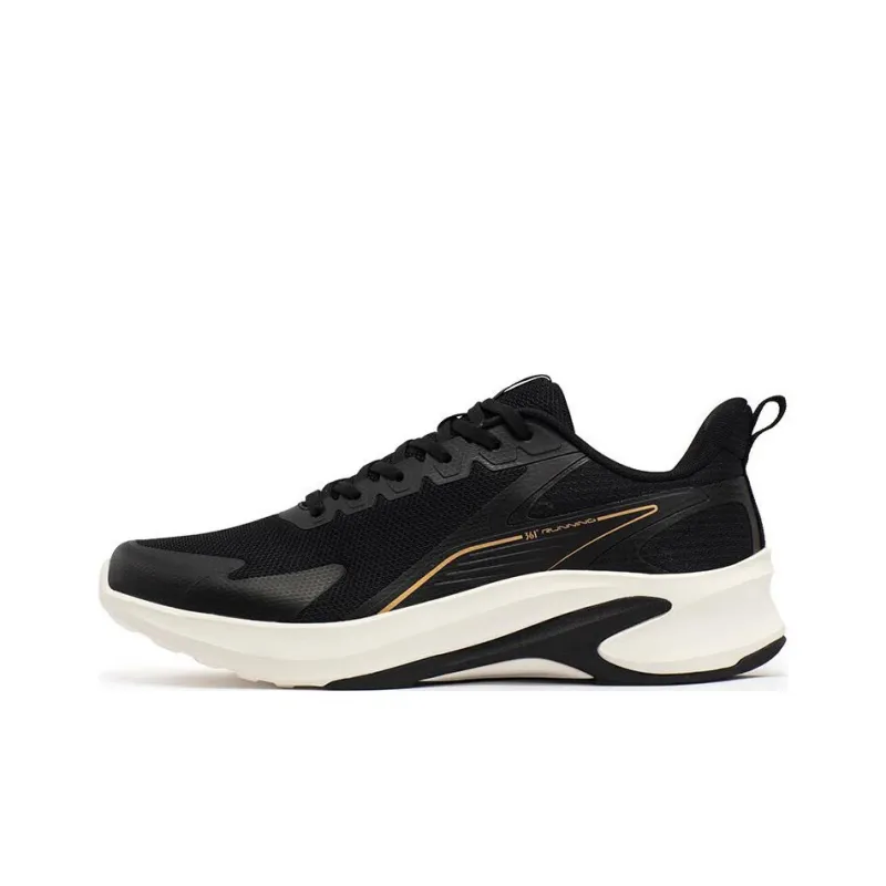 361° Cushioned Wear-Resistant Breathable Low-Top Running Shoes Men's Black Gold-0