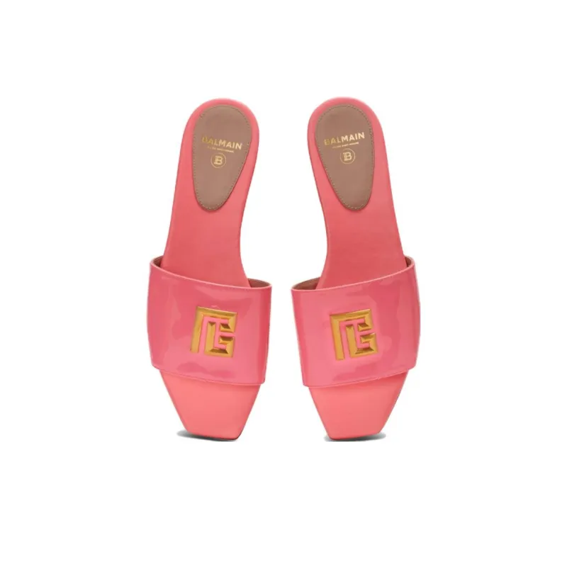 BALMAIN Dafne Logo-plaque Leather Slides-3