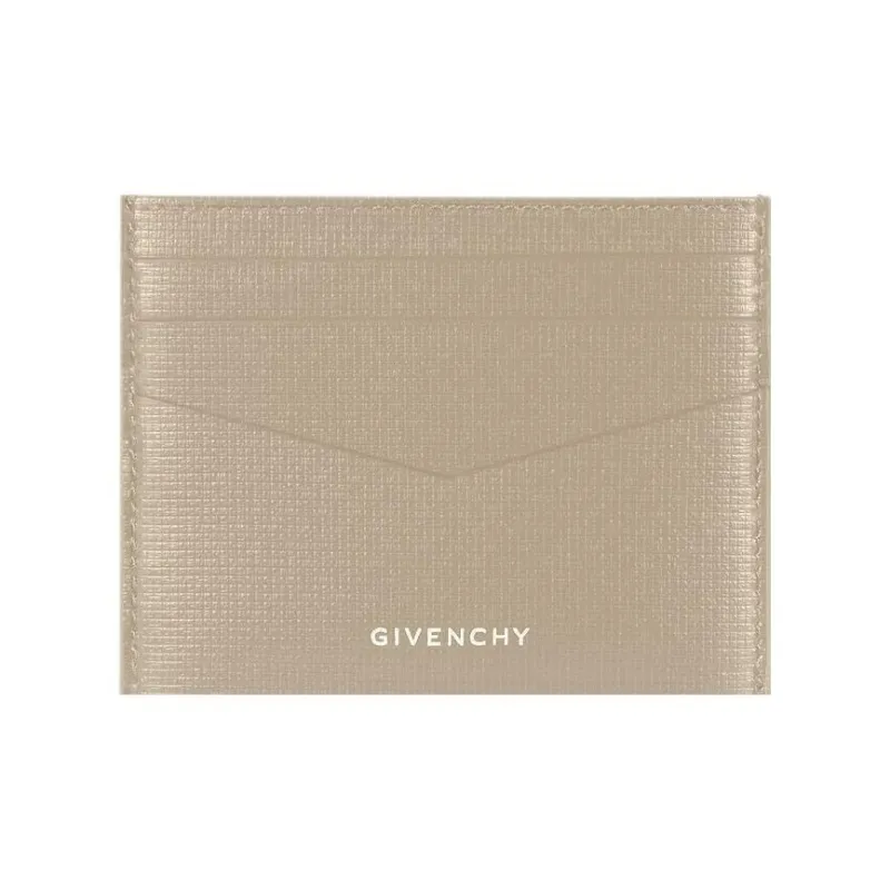 Givenchy 4G Calfskin Card Holder Men's Beige & Gray-0