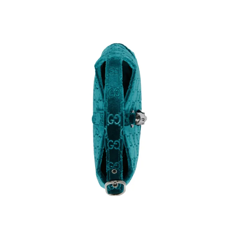 GUCCI Jackie 1961 Velvet Handbag Shoulder Bag Women's Dark Blue-6
