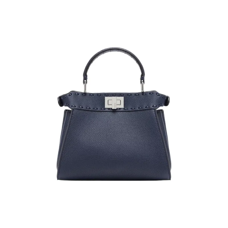 FENDI Peekaboo Calfskin Shoulder Bag, Crossbody Bag, Handbag Mini Women's Midnight Blue-2
