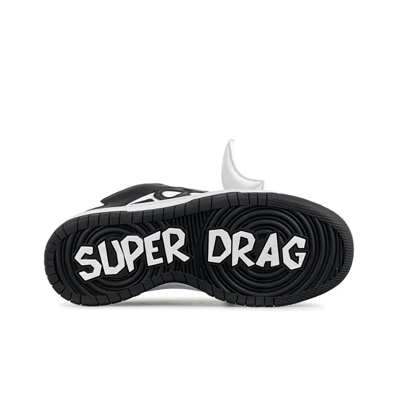 LuzaoT SUPER DRAG Wings Shoes Low Top Skateboard Shoes Unisex White Black-5