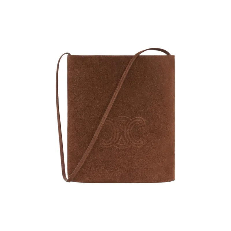 CELINE Triomphe Arc De Triomphe Cow Leather Suede Bucket Bag, Shoulder Bag, Crossbody Bag Men's Brown-0